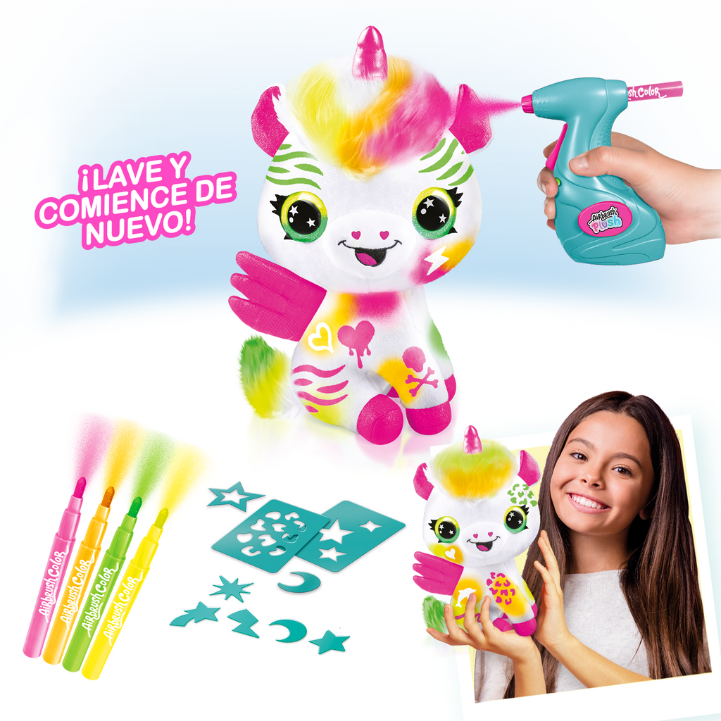 Colorea tu Unicornio de Neón - Neon Unicorn Plush - Airbrush Plush - AIR024 - CanalToys