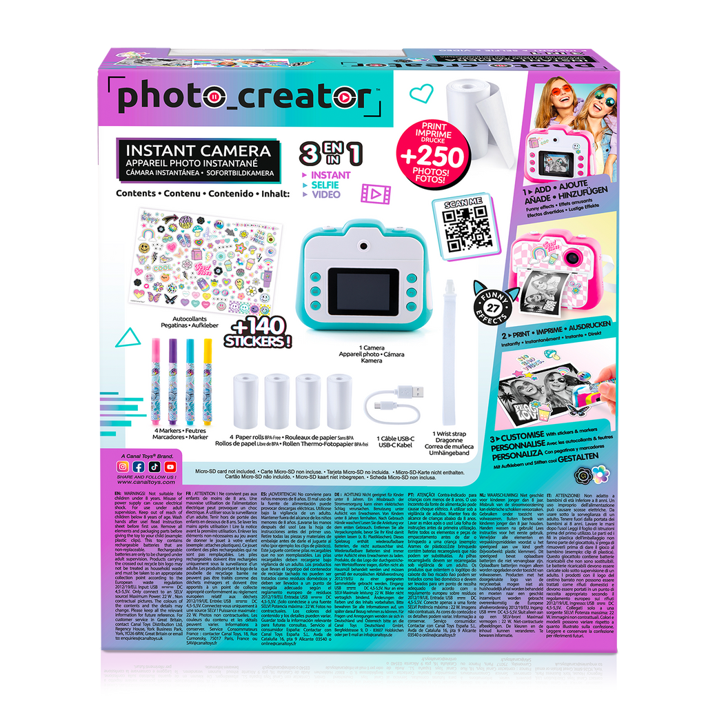 Cámara Instantánea Rosa - Photo Creator - CLK055 - CanalToys