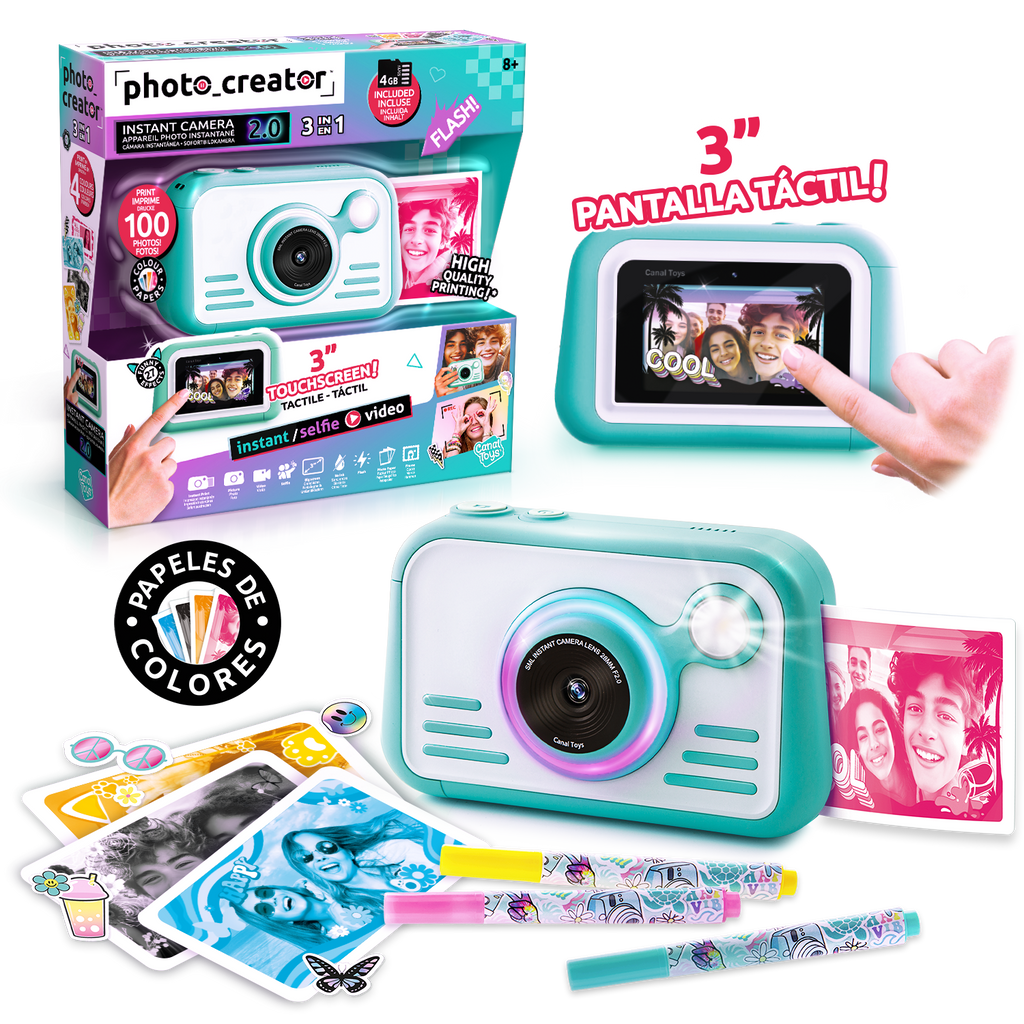 Cámara de Impresión Instantánea 2.0 Papel de calidad fotográfica - Photo Creator - CLK046 - CanalToys