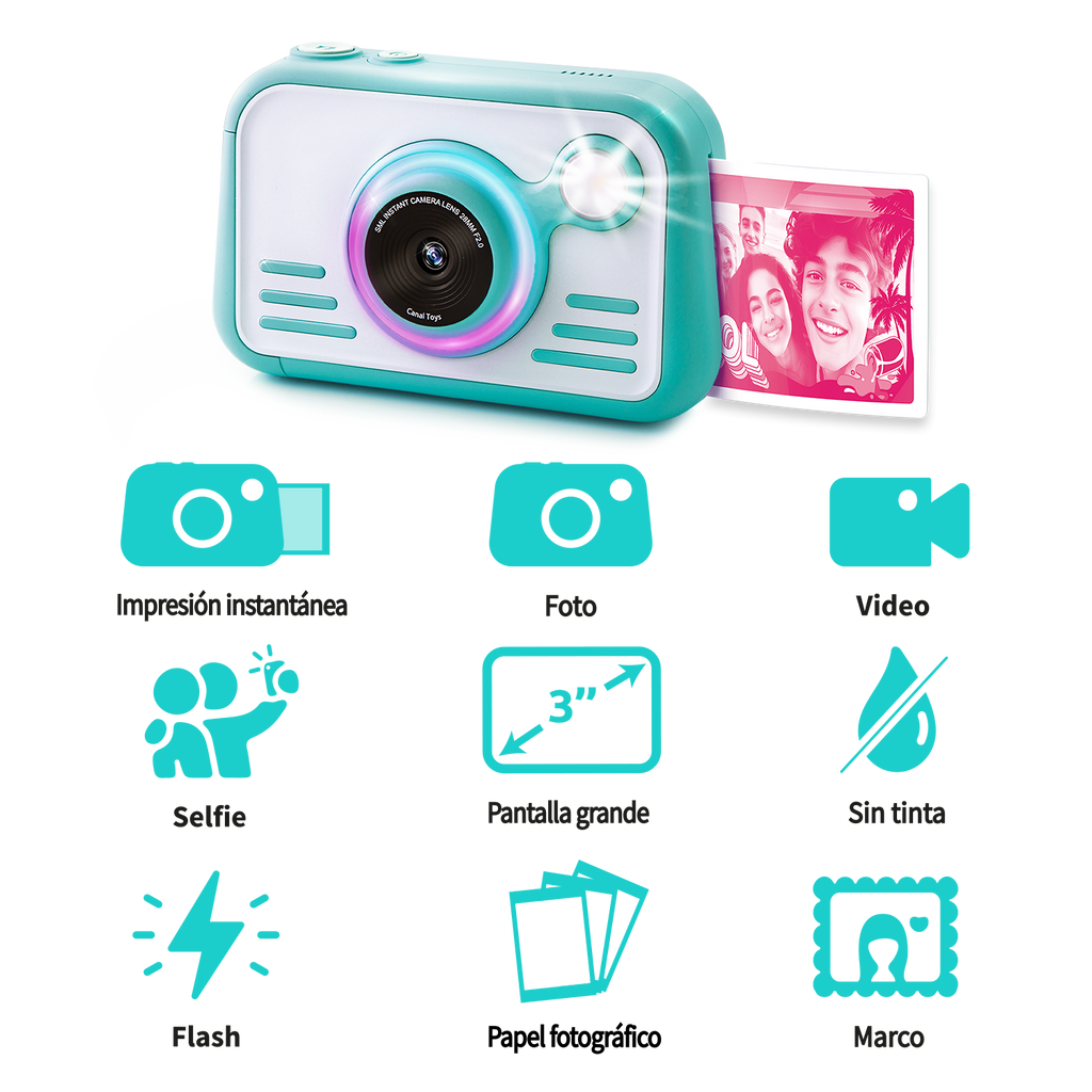 Cámara de Impresión Instantánea 2.0 Papel de calidad fotográfica - Photo Creator - CLK046 - CanalToys