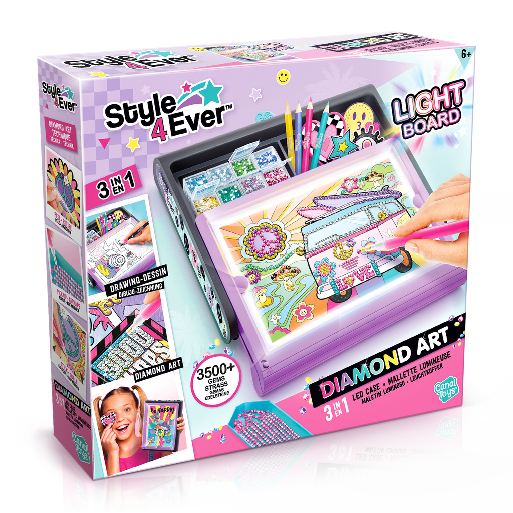 Maletín de Arte con Diamantes y luz LED - Diamond Art Light Board - Style 4 Ever - OFG300 - CanalToys