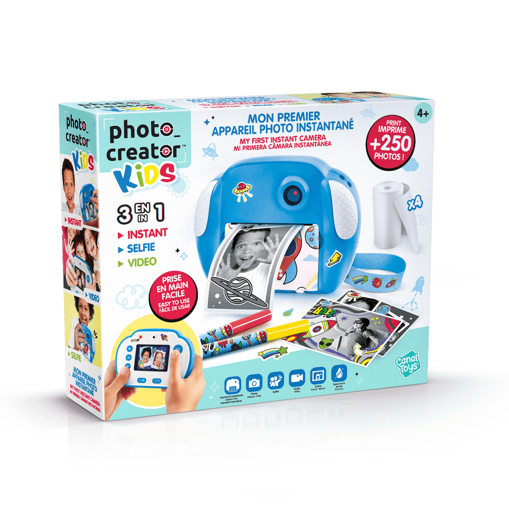 Mi Primera Cámara Instantánea 3 en 1 para niños con 4 rollos de papel y 4 Rotuladores - My Fisrt Instant Camera Photo Creator Kids - Photo Creator - CLK011 - CanalToys