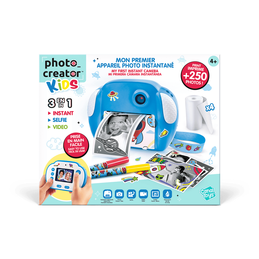 Mi Primera Cámara Instantánea 3 en 1 para niños con 4 rollos de papel y 4 Rotuladores - My Fisrt Instant Camera Photo Creator Kids - Photo Creator - CLK011 - CanalToys