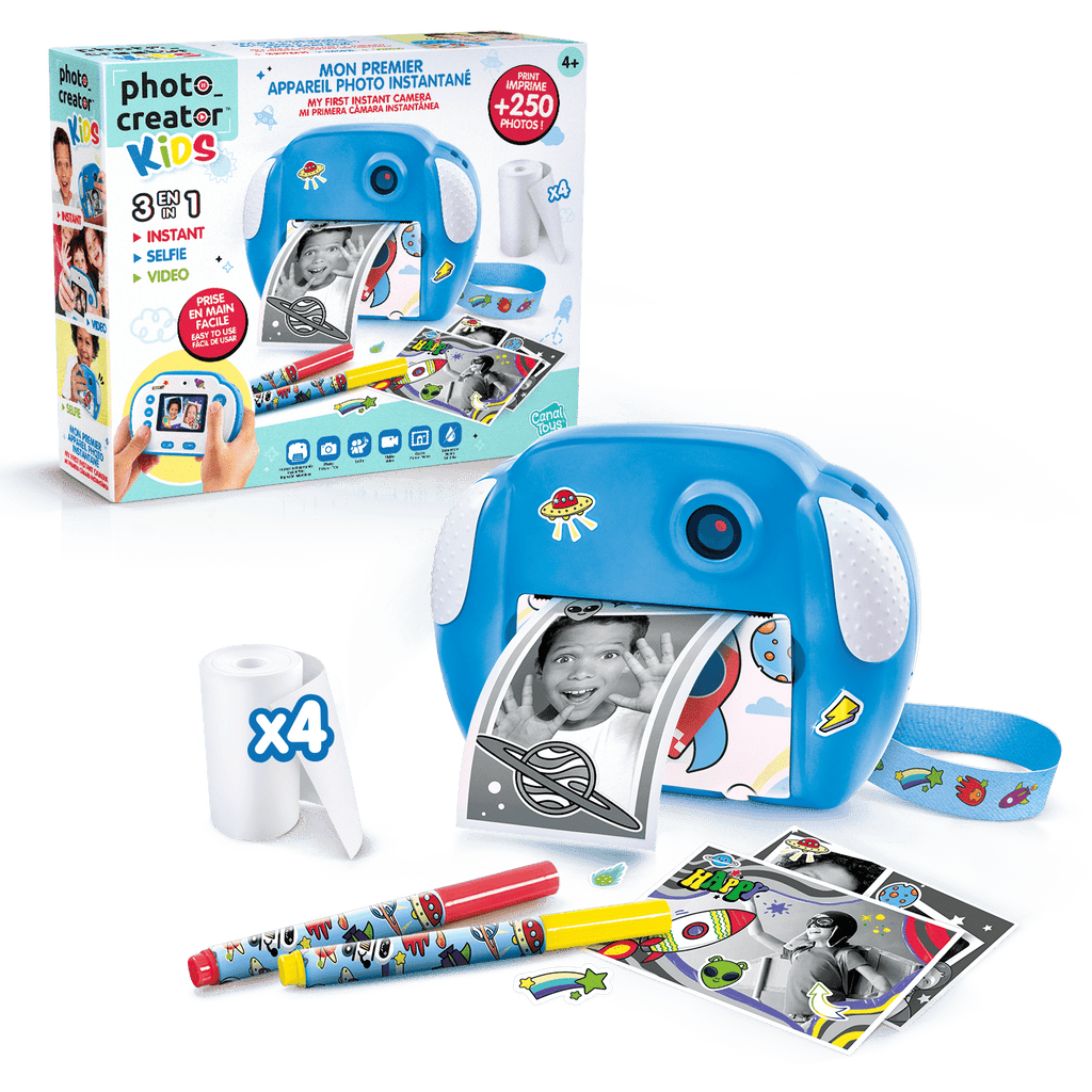 Mi Primera Cámara Instantánea 3 en 1 para niños con 4 rollos de papel y 4 Rotuladores - My Fisrt Instant Camera Photo Creator Kids - Photo Creator - CLK011 - CanalToys