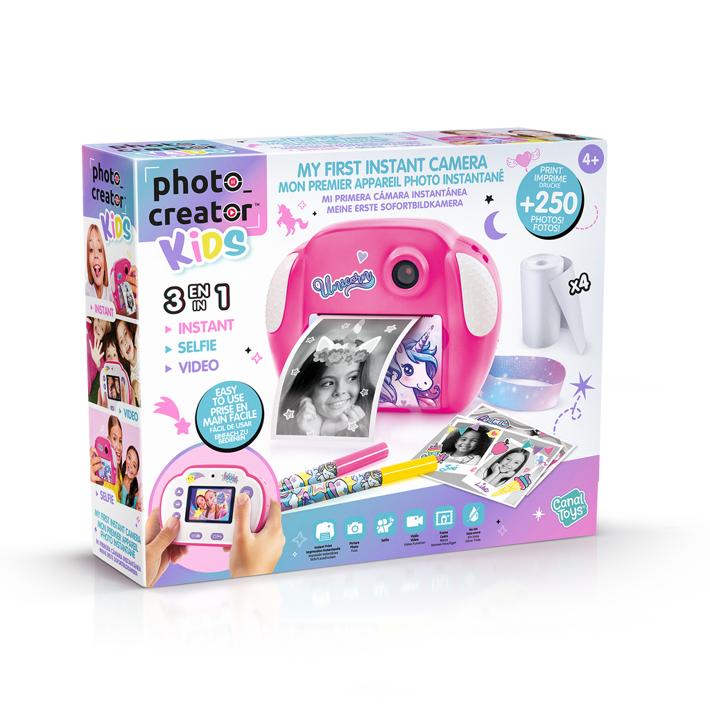Mi Primera Cámara Instantánea 3 en 1 para niños con 4 rollos de papel y 4 Rotuladores - My Fisrt Instant Camera Photo Creator Kids - Photo Creator - CLK013 - CanalToys