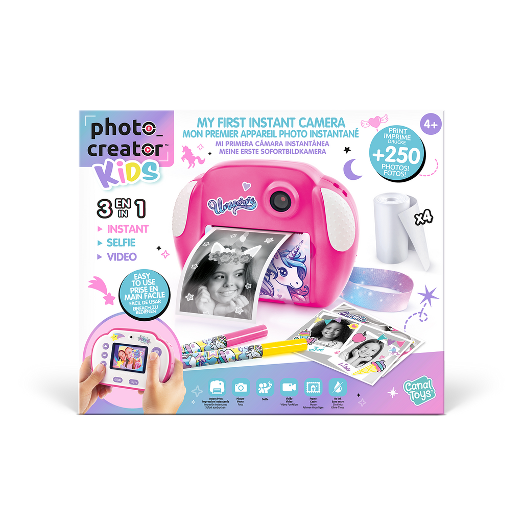 Mi Primera Cámara Instantánea 3 en 1 para niños con 4 rollos de papel y 4 Rotuladores - My Fisrt Instant Camera Photo Creator Kids - Photo Creator - CLK013 - CanalToys