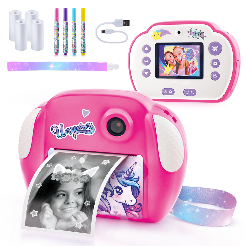 Mi Primera Cámara Instantánea 3 en 1 para niños con 4 rollos de papel y 4 Rotuladores - My Fisrt Instant Camera Photo Creator Kids - Photo Creator - CLK013 - CanalToys