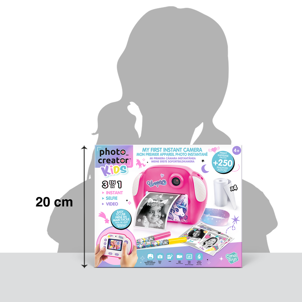 Mi Primera Cámara Instantánea 3 en 1 para niños con 4 rollos de papel y 4 Rotuladores - My Fisrt Instant Camera Photo Creator Kids - Photo Creator - CLK013 - CanalToys