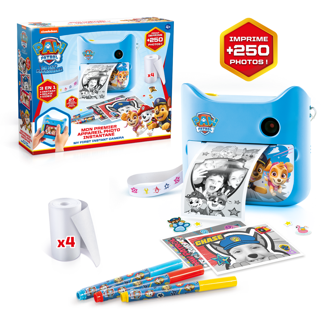 Mi Primera Cámara de Impresión Instantánea de la Patrulla Canina sin Tinta con 4 Rollos de Papel y 4 rotuladores - My First Instant Camera Paw Patrol - Paw Patrol - PPC037 - CanalToys
