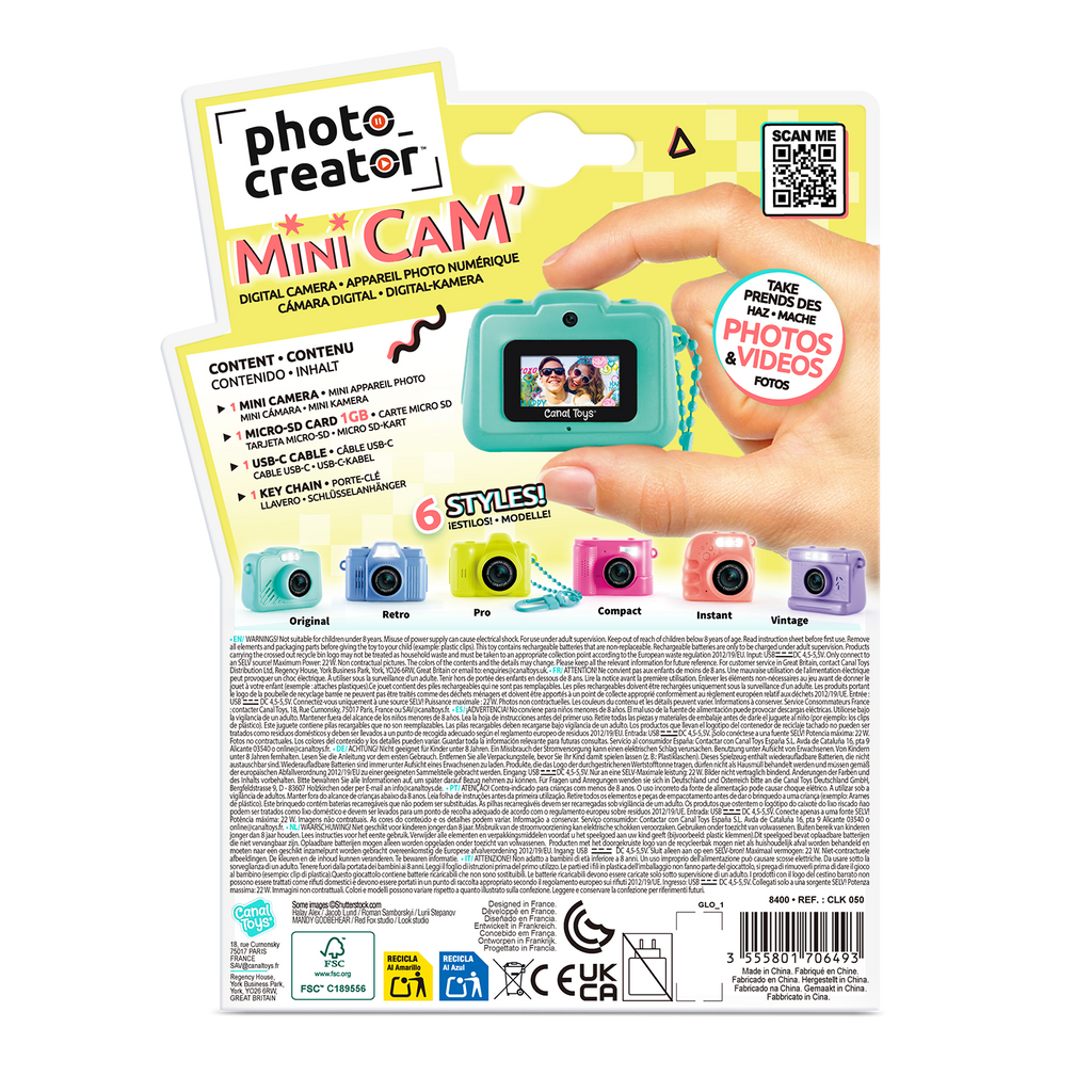 Mini Cámara Retro Azul - Photo Creator - CLK059 - CanalToys
