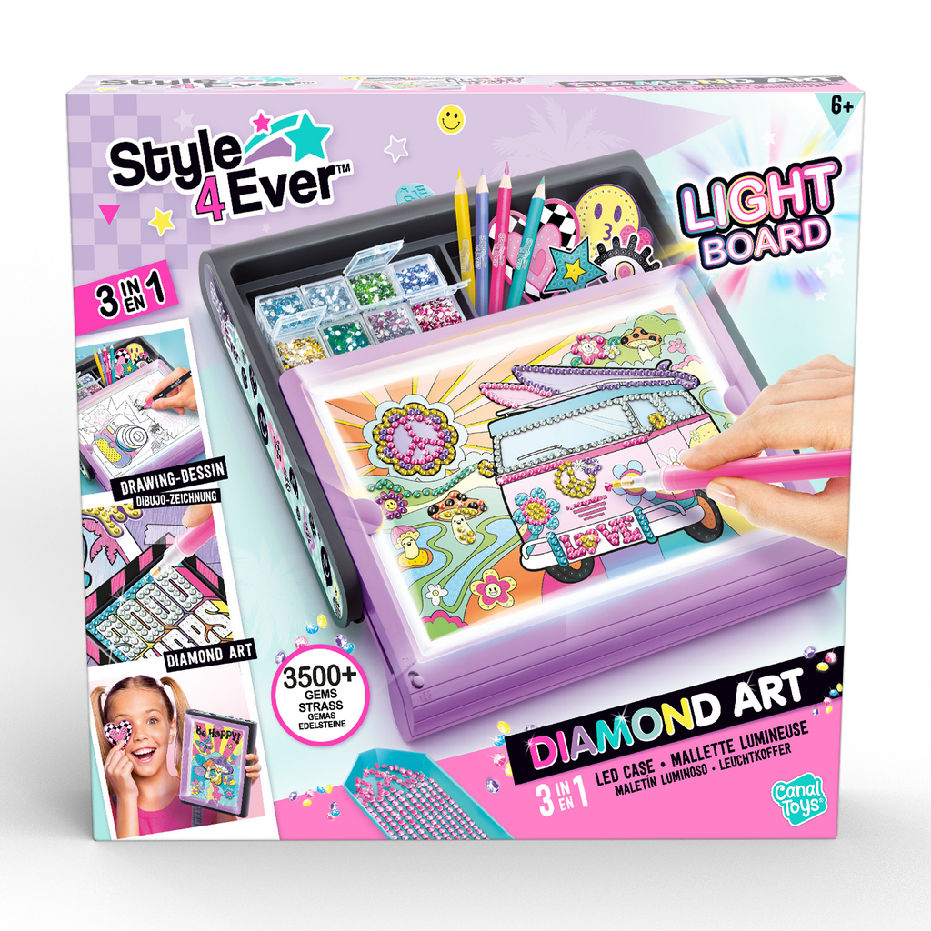 Maletín de Arte con Diamantes y luz LED - Diamond Art Light Board - Style 4 Ever - OFG300 - CanalToys