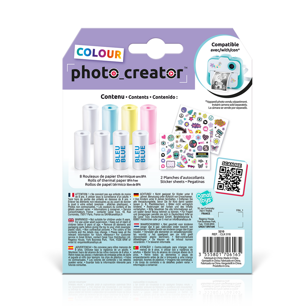 Pack de 8 Rollos de Papel Térmico Especial - Special Paper Refill Kit - Photo Creator - CLK016 - CanalToys