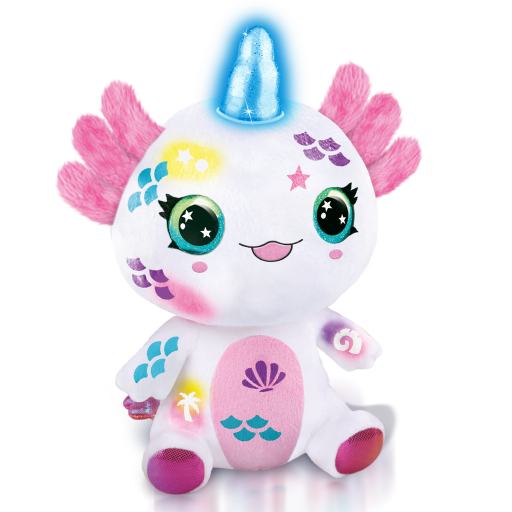 Peluche Ajolote con cuerno luminoso de Canal Toys - Colorea tu mascota - Airbrush Plush - AIR049 - CanalToys