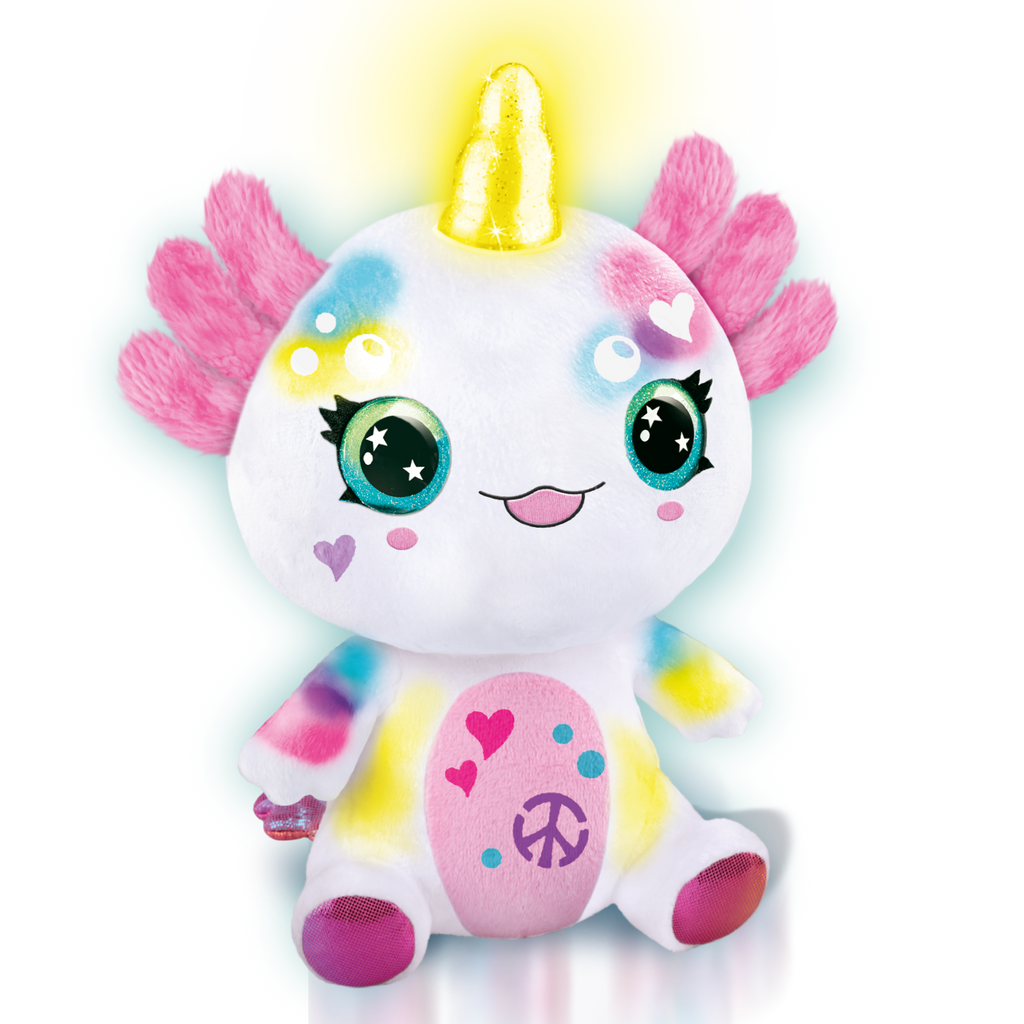 Peluche Ajolote con cuerno luminoso de Canal Toys - Colorea tu mascota - Airbrush Plush - AIR049 - CanalToys