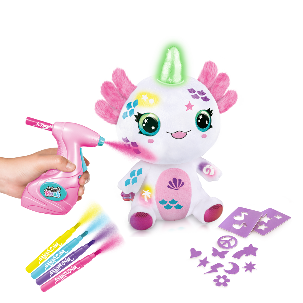 Peluche Ajolote con cuerno luminoso de Canal Toys - Colorea tu mascota - Airbrush Plush - AIR049 - CanalToys