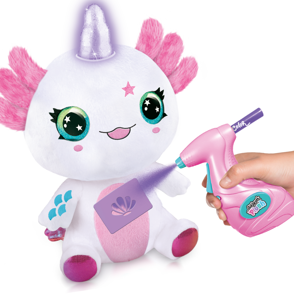 Peluche Ajolote con cuerno luminoso de Canal Toys - Colorea tu mascota - Airbrush Plush - AIR049 - CanalToys