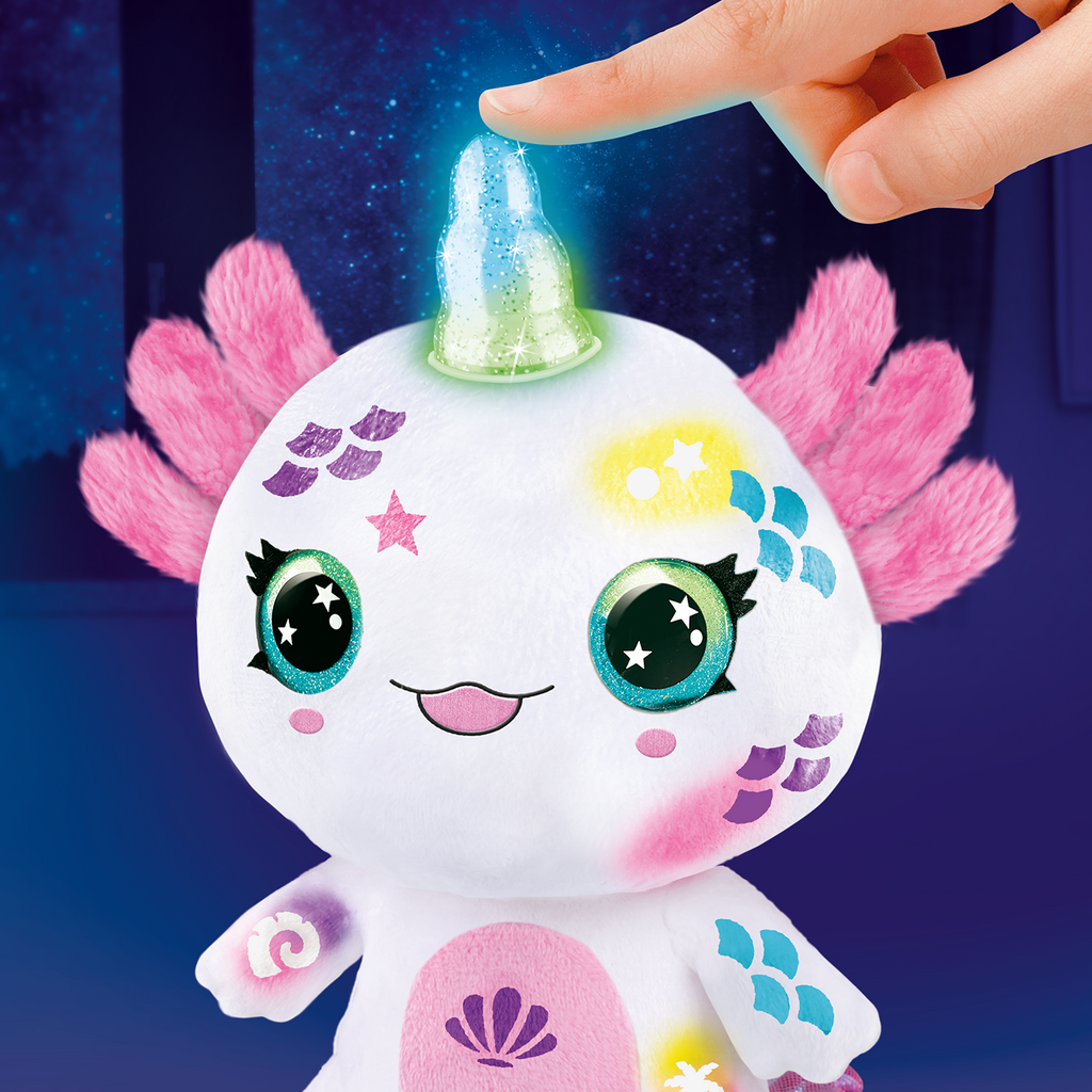 Peluche Ajolote con cuerno luminoso de Canal Toys - Colorea tu mascota - Airbrush Plush - AIR049 - CanalToys