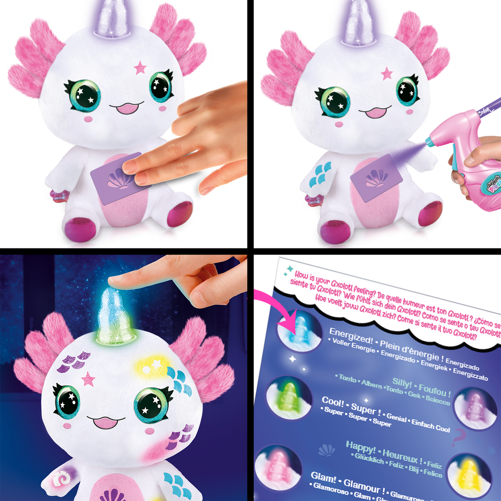 Peluche Ajolote con cuerno luminoso de Canal Toys - Colorea tu mascota - Airbrush Plush - AIR049 - CanalToys