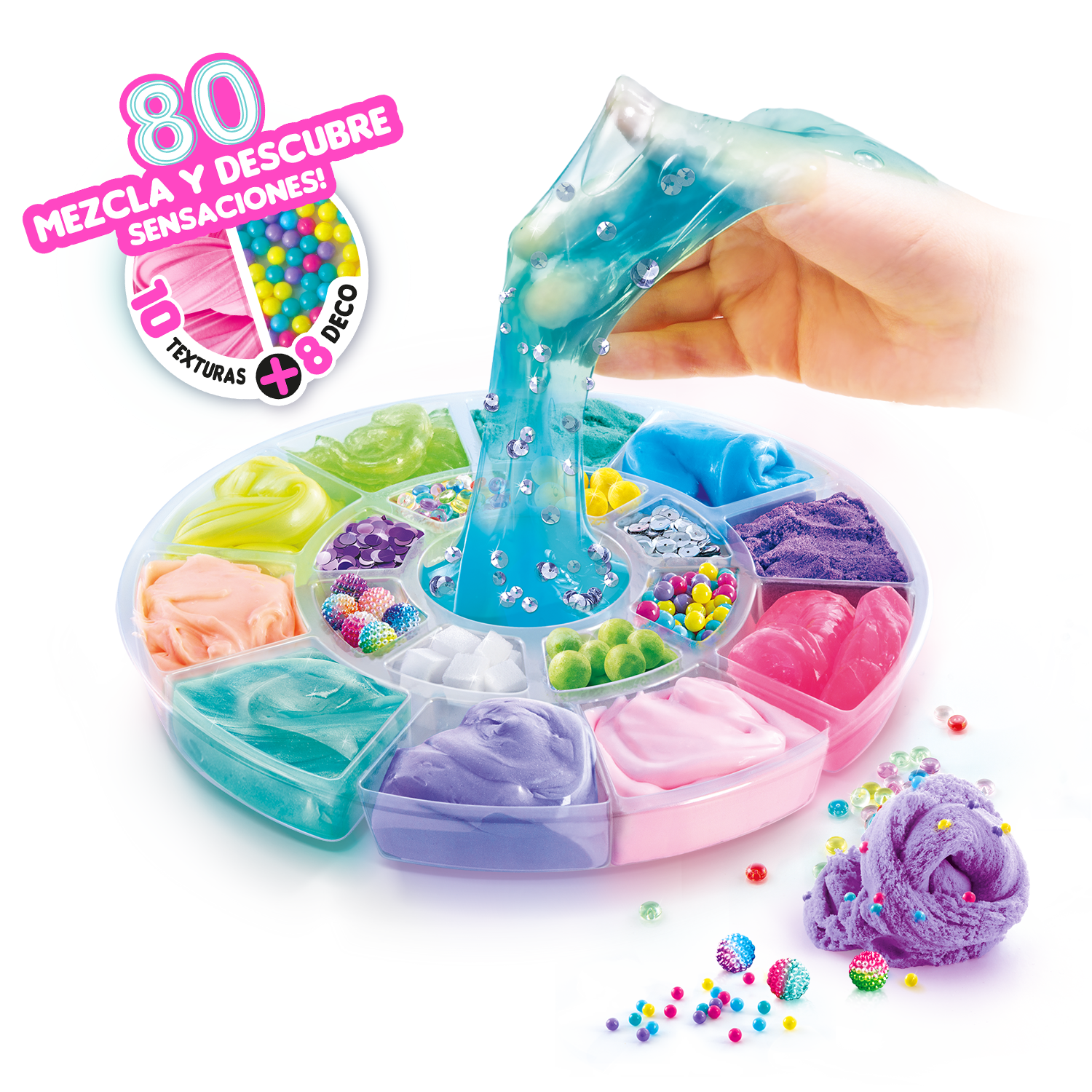 Slime Rond Rueda Arcoíris de 10 Slimes Sensoriales - Slime ASMR Wheel 10 Compounds ...